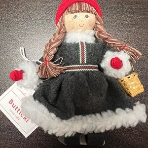 Holiday Doll with Red and Gray Outfit